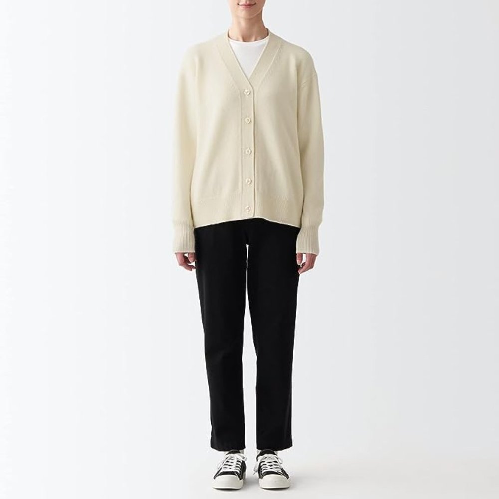 MUJI Camel Blend Wool V-Neck Cardigan